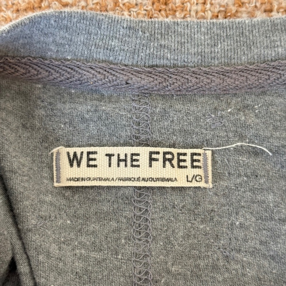 We The Free Free People Oversized Heather Gray Short Sleeve Tee Large Boho Relax - Picture 4 of 7